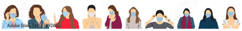 vector illustration of people wearing mask