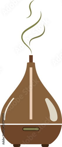 Isolated Aromatherapy Oil Diffuser with Steam – Wellness and Home Spa Vector Icon