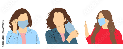 people wearing face mask half isolated