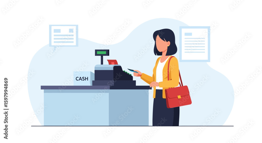 Woman Making a Payment At The Cash Register With Credit Card In The Store Woman Making a Payment At The Cash Register With Credit Card In The Store