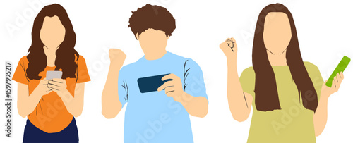 vector illustration of a people using smart phone