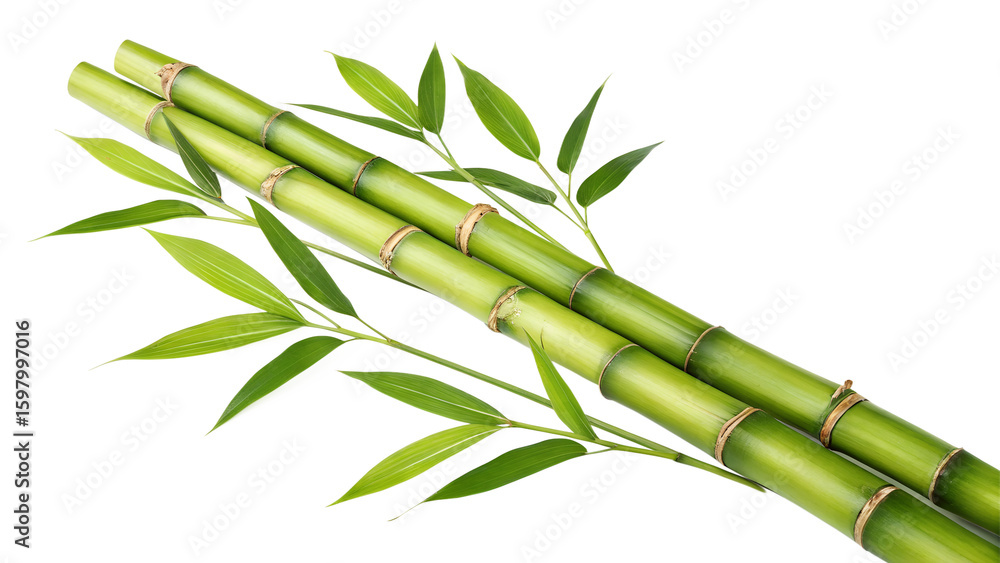 Fototapeta premium Bamboo, white isolated background. professional photography PNG 