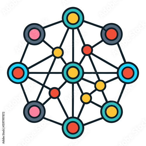 Simplified Neural Network Structure Vector – Transparent PNG Illustration