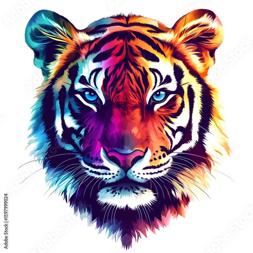 Majestic Tiger Isolated on White Background for Graphic Design Projects