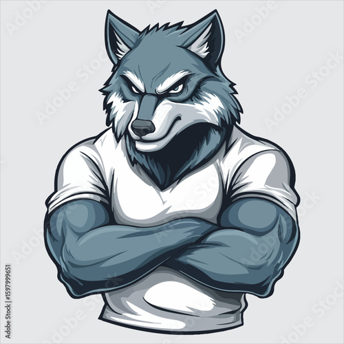 Muscular Wolf Mascot Vector