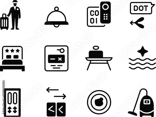 Hotel service icons representing hospitality and guest amenities