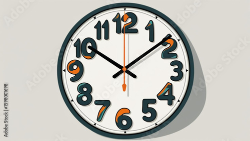 Modern Wall Clock with a Stylized Graphic Design