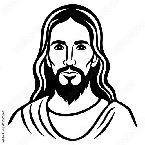 Jesus Silhouette SVG | Christian Religious Icon Vector | Faith Cross Graphic for Church Art, Posters, T-Shirts, Stickers, Prints