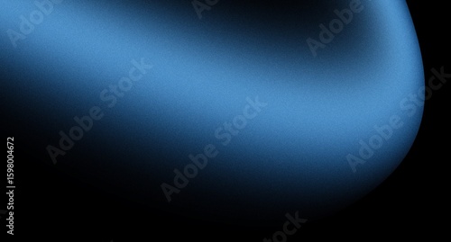 Abstract black dark deep blue gradient background color wave bright light silk glow grain texture noise surface grainy