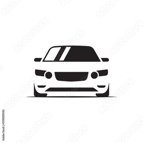 Monochromatic Illustration of a Generic Car Front View