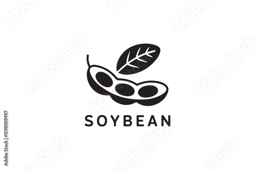 Minimalist Soybean Pod and Leaf Logo for Organic Food Brand