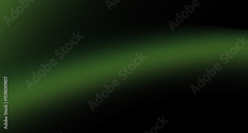 Abstract black dark deep green gradient background color wave bright light silk glow grain texture noise surface grainy