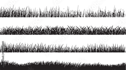 Silhouette Grass Borders and Vector Illustrations