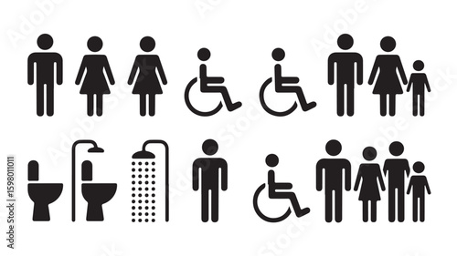 Pictogram Symbols Show Restroom Signage for Men Women and Accessible Needs