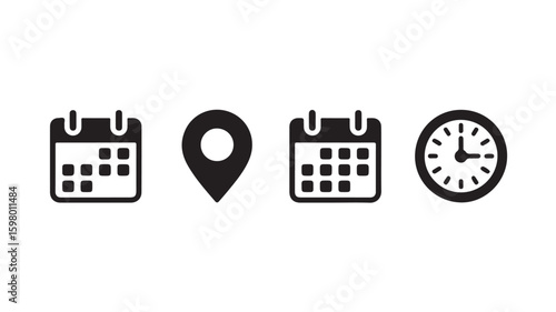 Calendar Location and Time Icons for Schedule and Appointments