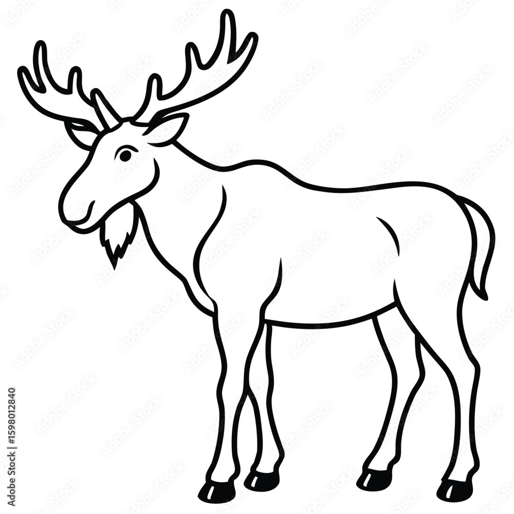 Obraz premium Majestic Moose in Line Art: A regal moose, rendered in elegant line art, stands proudly, its impressive antlers a testament to its wild majesty.