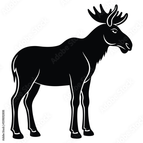 A vector illustration of a wild deer silhouette with antlers, perfect for nature and animal designs