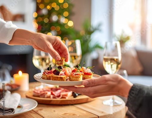 toasts pour l'apéritif, ambiance de fête