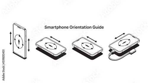 Visual guide demonstrating smartphone orientation and movement for user interaction