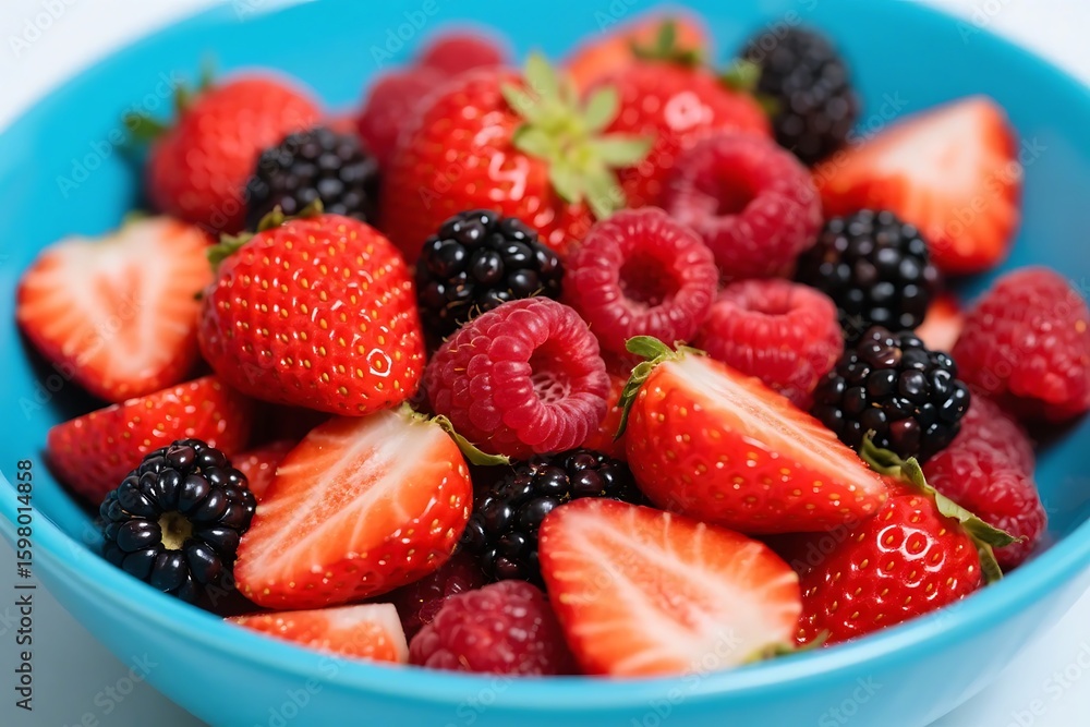 Obraz premium Delicious bowl of fresh berries includes strawberries raspberries and blackberries