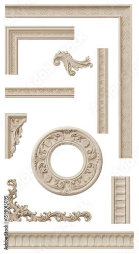 3D Classic Ornate Decoration Elements Isolated Set