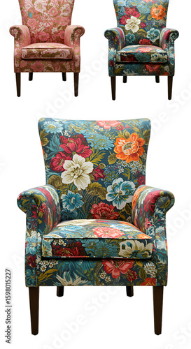 3D Floral Armchairs Isolated Illustration