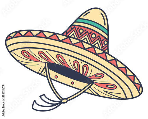 Colorful mexican sombrero hat silhouette