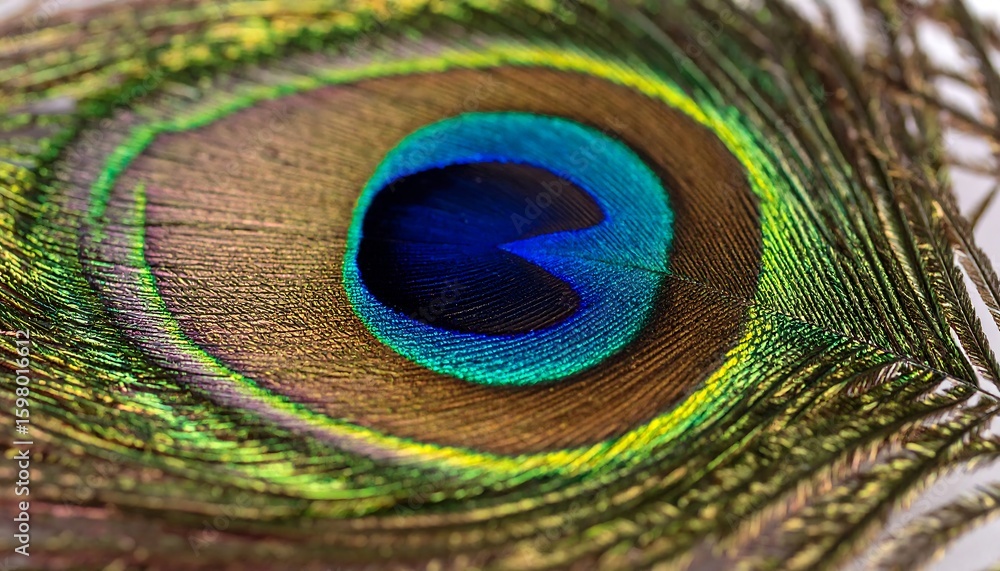 Fototapeta premium Close-up of a vibrant peacock feather