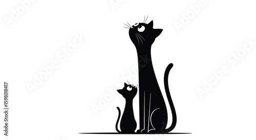 Two silhouetted cats looking upward with great joy and anticipation