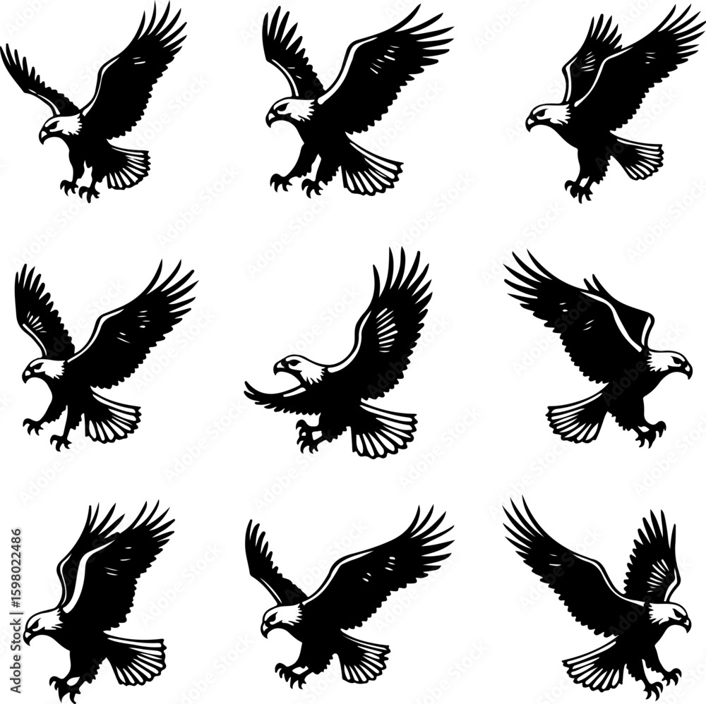 Obraz premium Wildlife Silhouettes: Cats & Eagles