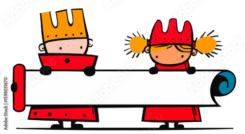 Fairy tale, navigation buttons, arrows, attention signs, isolates, vector graphics, colored icons for children, white background, Red World style. Editable line icons. Vector illustration.