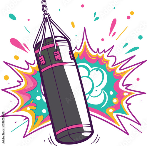 Punching bag with colorful explosion boxing fitness