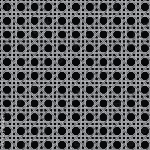 gray basketweave lattice pattern with white outline on black background