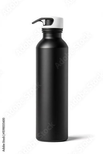 black matte metal sports bottle with a background