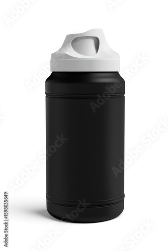 black matte metal sports bottle with a background