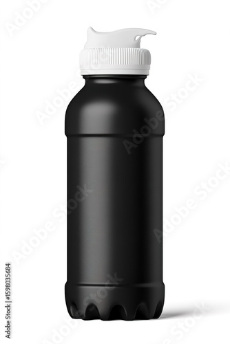 black matte metal sports bottle with a background