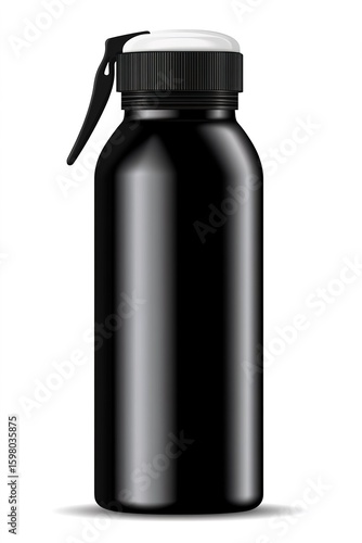 black matte metal sports bottle with a background