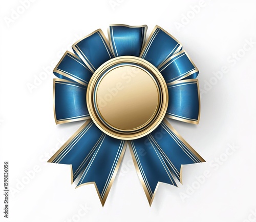 Award ribbon in blue with gold accents on a background