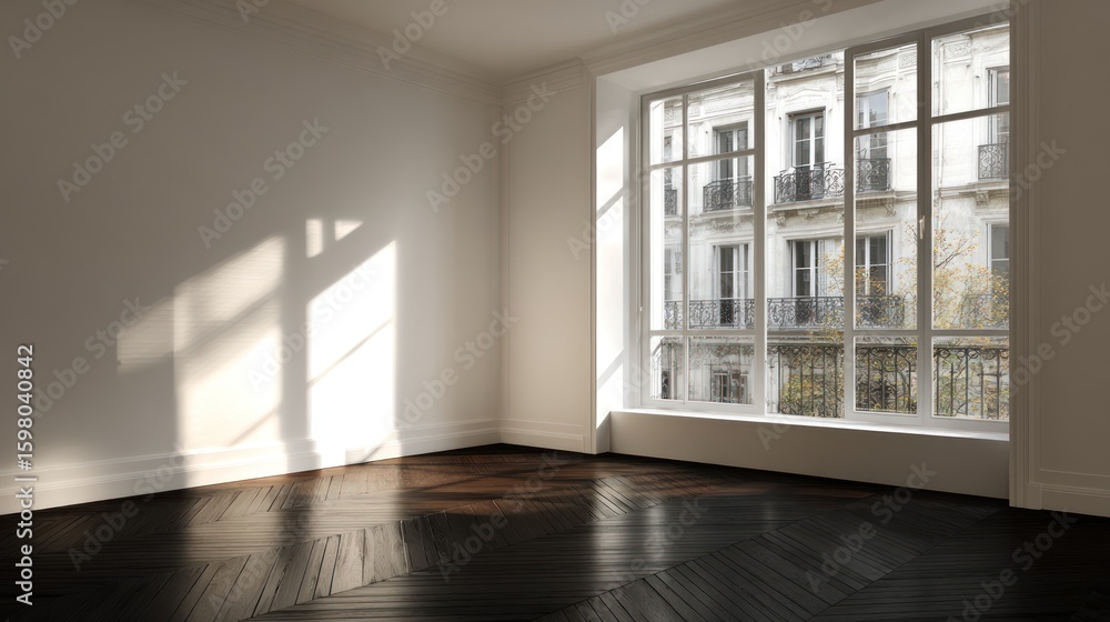 Obraz premium Empty room with a large window