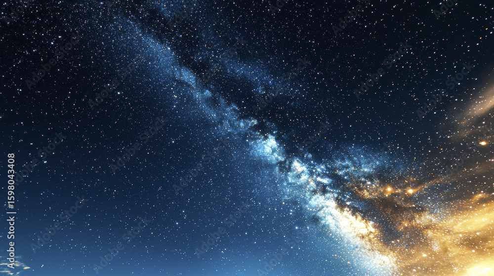 Obraz premium breathtaking view of star filled night sky, showcasing Milky Way galaxy with vibrant colors and twinkling stars