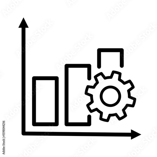 bar chart with gear settings - vector icon