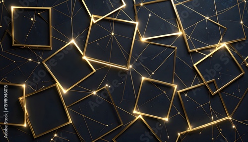 Texture of overlapping golden square frames