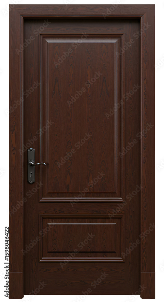 Fototapeta premium 3D Realistic Isolated Simple Empty Single Brown Wooden Door