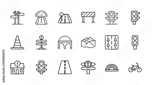 Road transport,highway, traffic and Icons Set for Web and Design Use