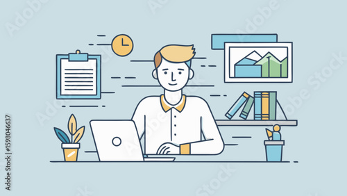 Remote Work and Productivity Vector Illustrations – Office and Freelance Professionals
