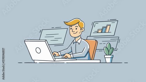 Remote Work and Productivity Vector Illustrations – Office and Freelance Professionals