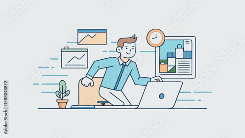 Remote Work and Productivity Vector Illustrations – Office and Freelance Professionals