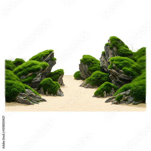 Aquarium Aquascape with Lush Green Plants and Rocks