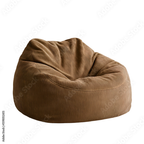 Cozy striped brown bean bag chair perfect for relaxation in any setting.