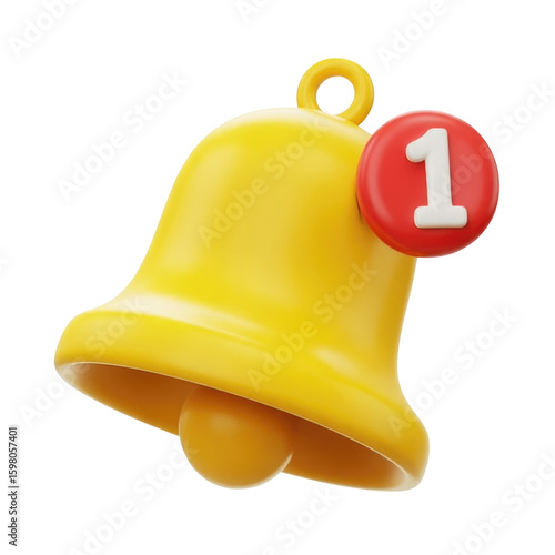 Yellow bell with red notification icon indicating one alert message on black background